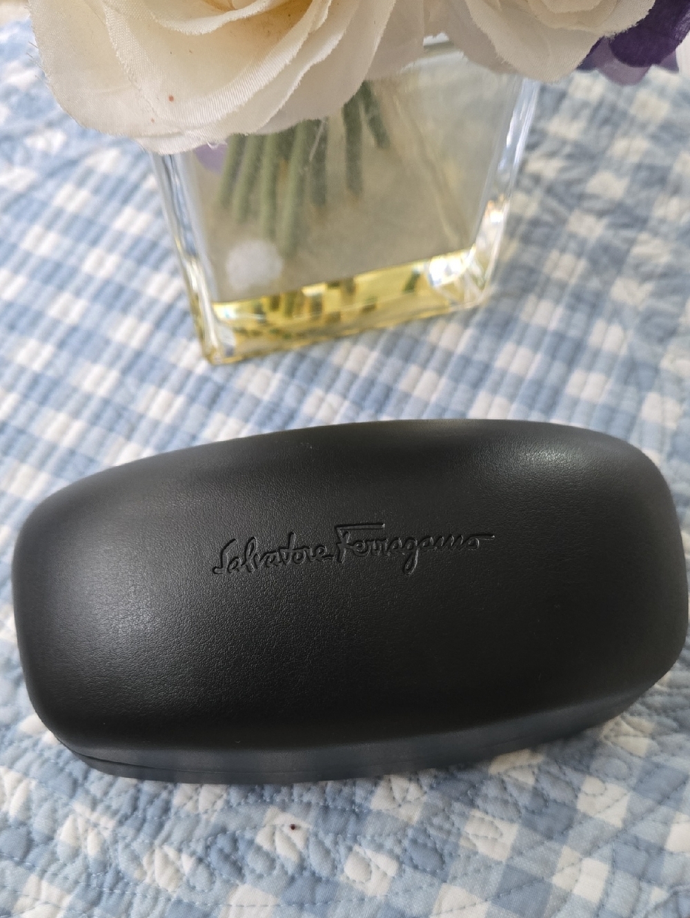 Salvatore Ferragamo Black Textured Hard Sunglasses Case